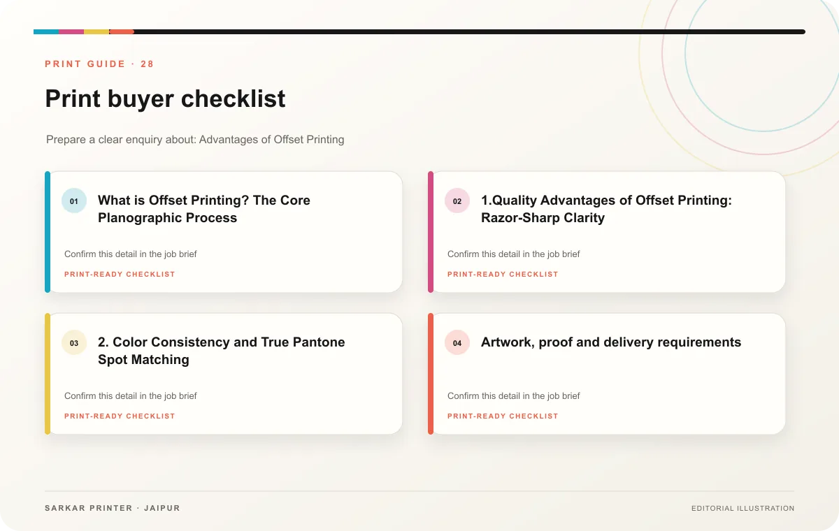 Print buyer checklist infographic for Advantages of Offset Printing: Why It Beats Digital