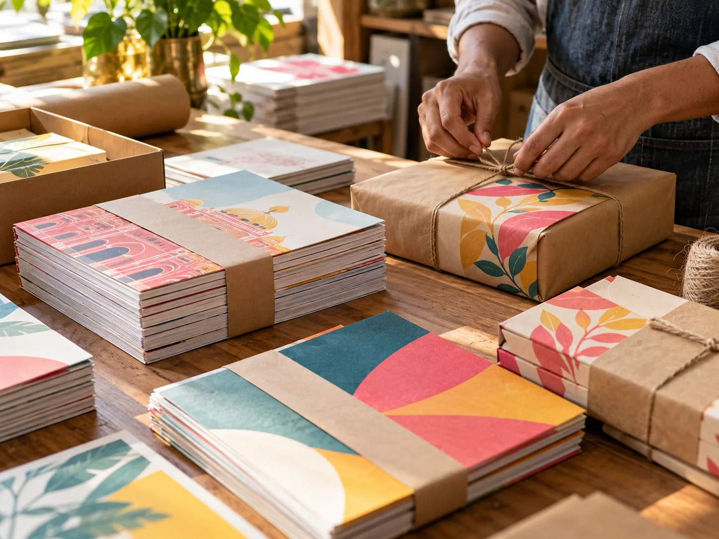 Finished print products packed for dispatch