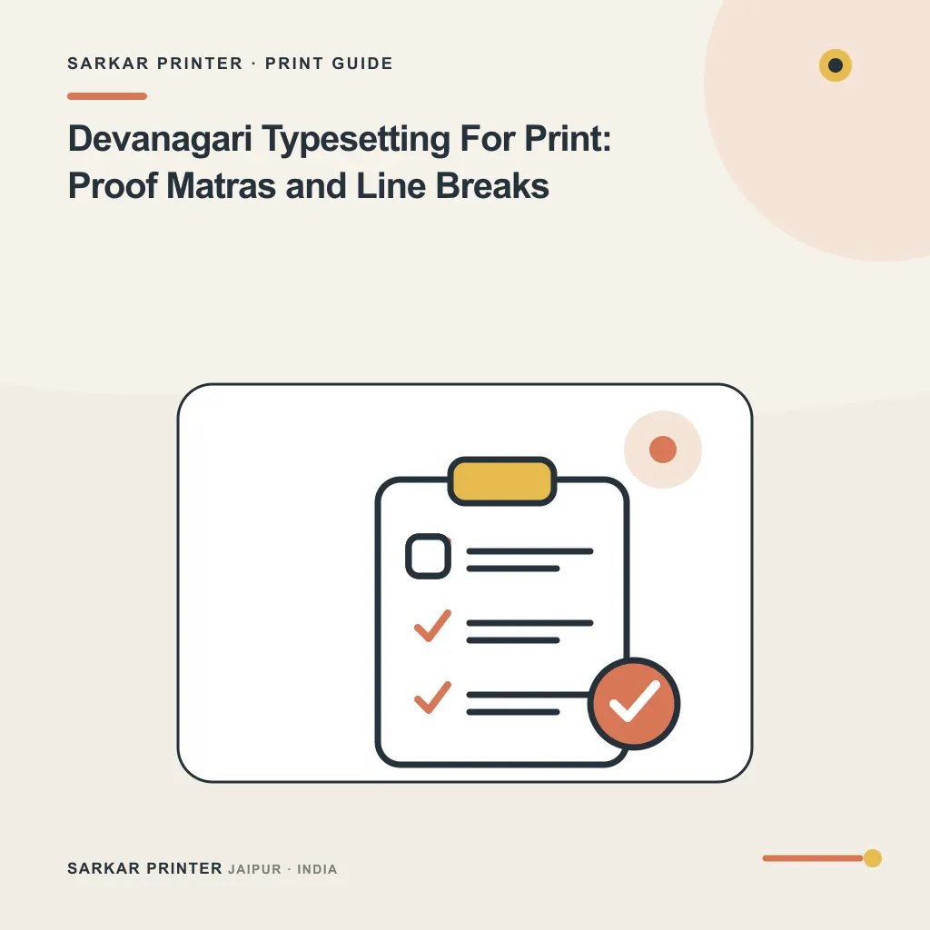 Illustrated cover for Devanagari Typesetting For Print: Proof Matras and Line Breaks