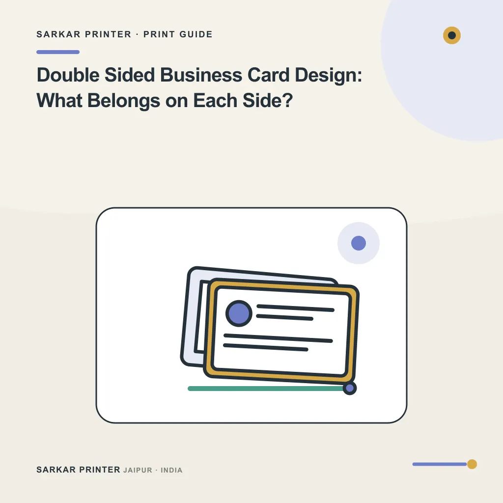 Illustrated cover for Double Sided Business Card Design: What Belongs on Each Side?