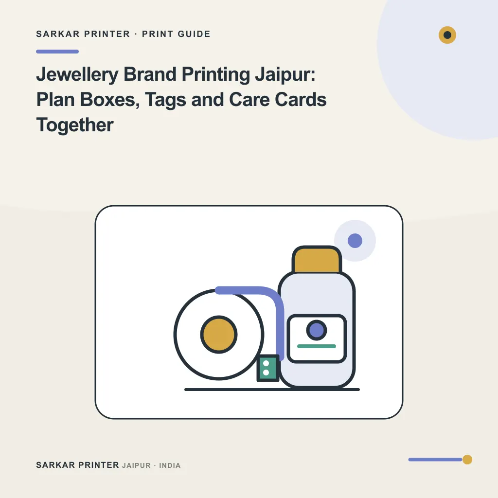 Illustrated cover for Jewellery Brand Printing Jaipur: Plan Boxes, Tags and Care Cards Together