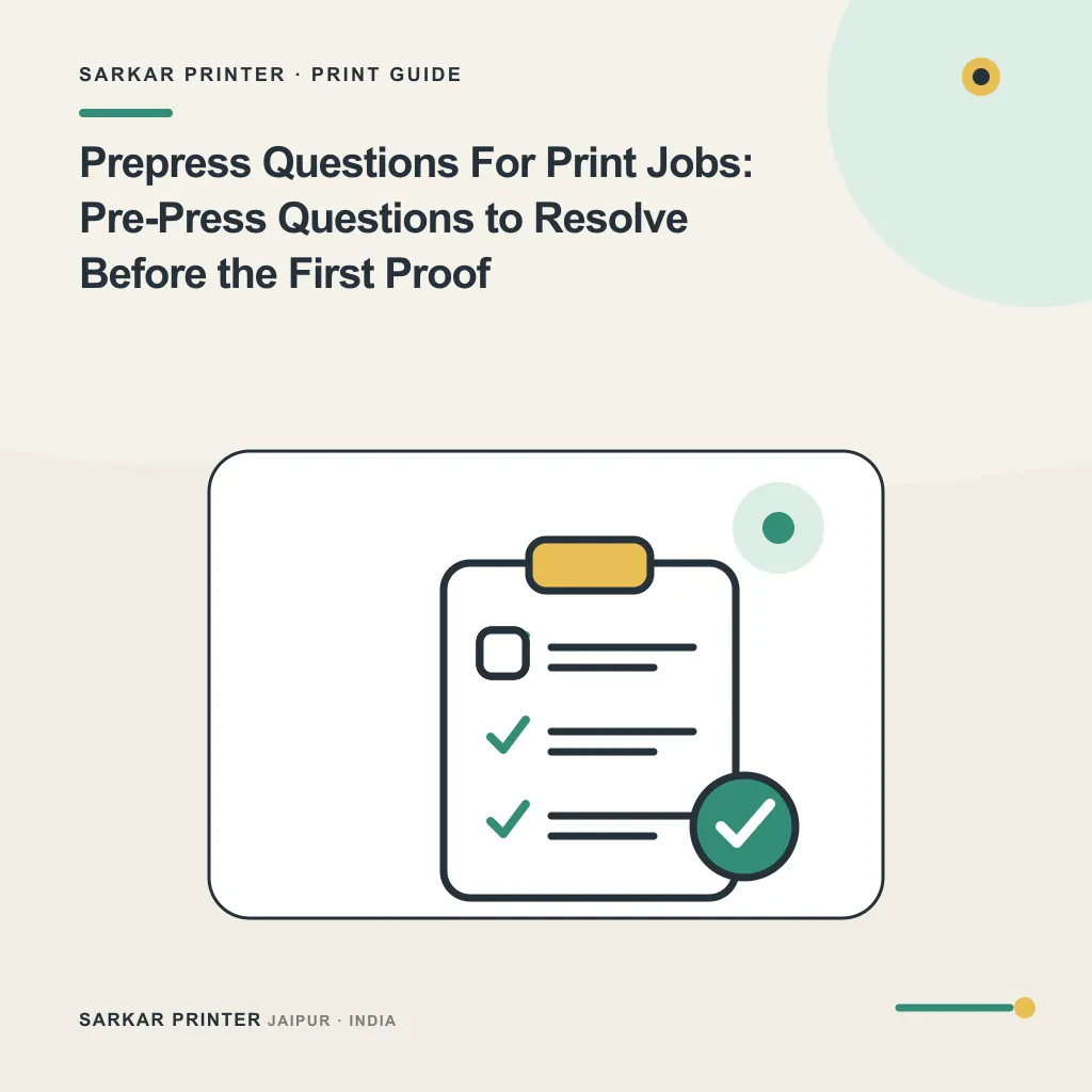 Illustrated cover for Prepress Questions For Print Jobs: Pre-Press Questions to Resolve Before the First Proof