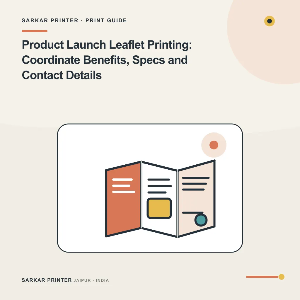 Illustrated cover for Product Launch Leaflet Printing: Coordinate Benefits, Specs and Contact Details