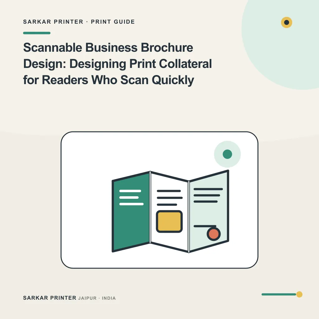 Illustrated cover for Scannable Business Brochure Design: Designing Print Collateral for Readers Who Scan Quickly