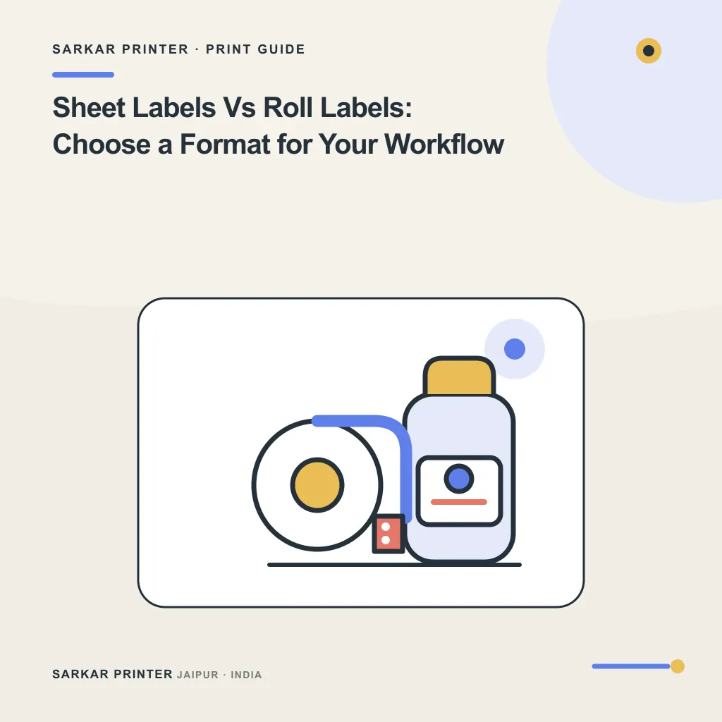 Illustrated cover for Sheet Labels Vs Roll Labels: Choose a Format for Your Workflow