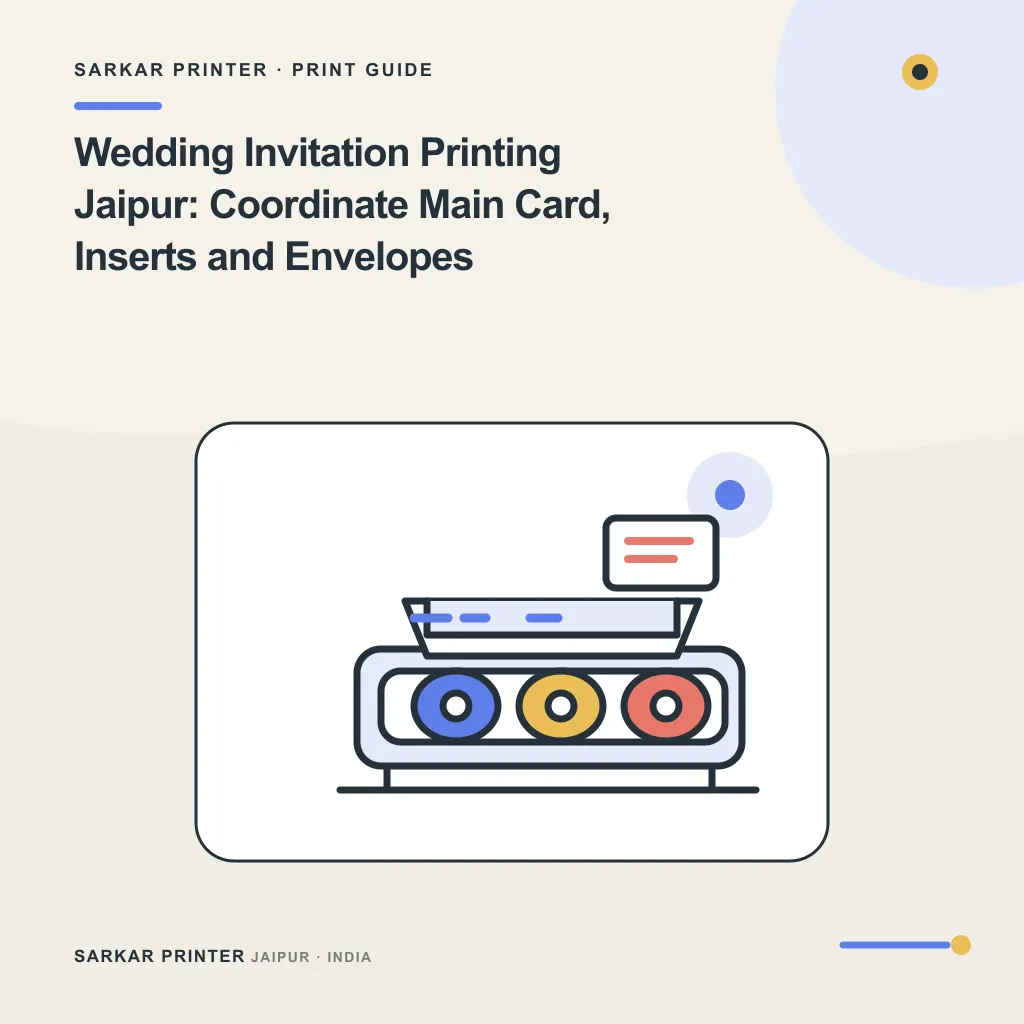 Illustrated cover for Wedding Invitation Printing Jaipur: Coordinate Main Card, Inserts and Envelopes