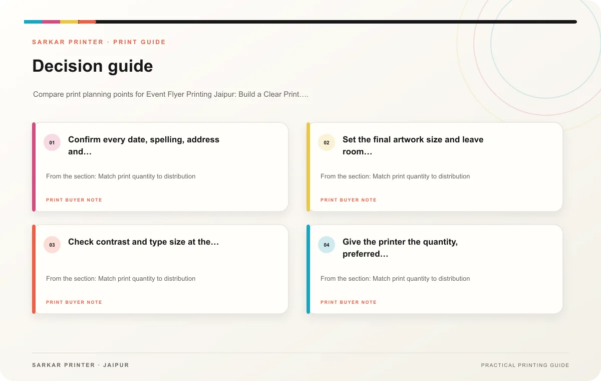 Decision guide infographic for Event Flyer Printing Jaipur: Build a Clear Print Brief for a Local Campaign