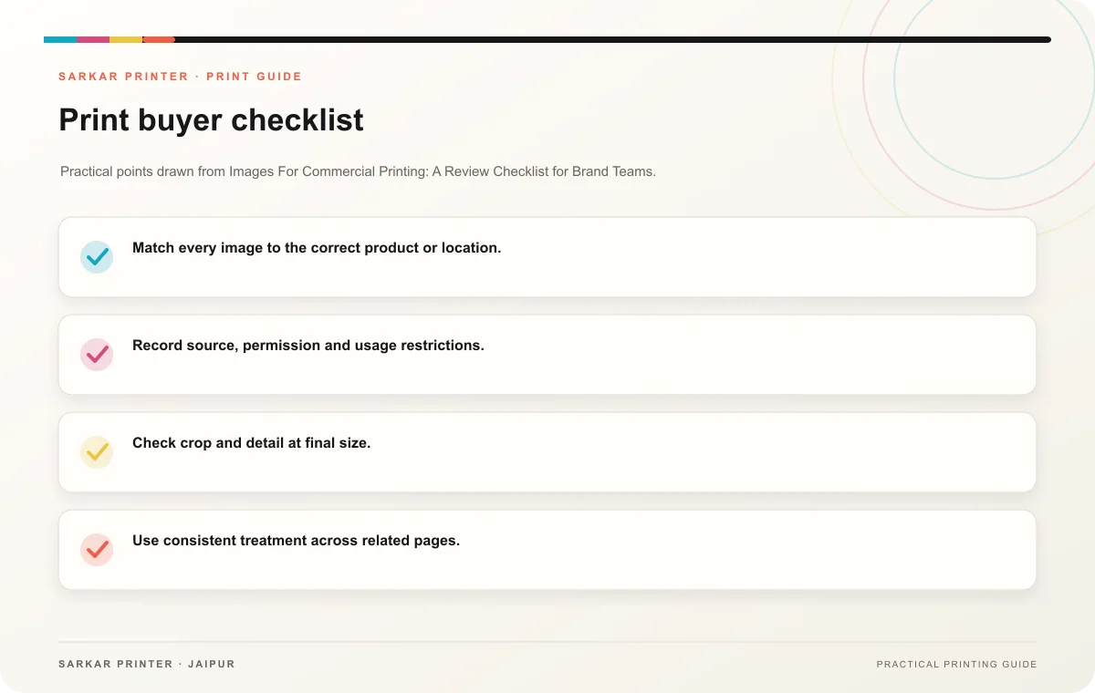 Print buyer checklist infographic for Images For Commercial Printing: A Review Checklist for Brand Teams