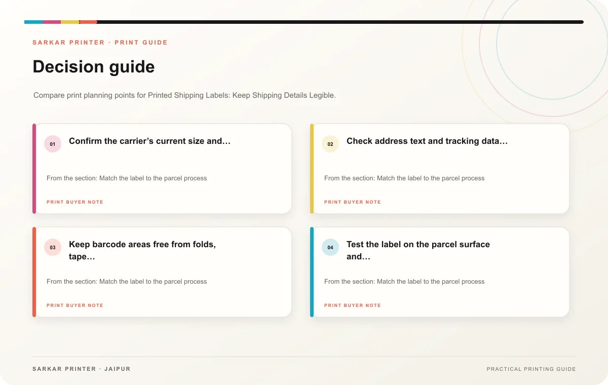 Decision guide infographic for Printed Shipping Labels: Keep Shipping Details Legible