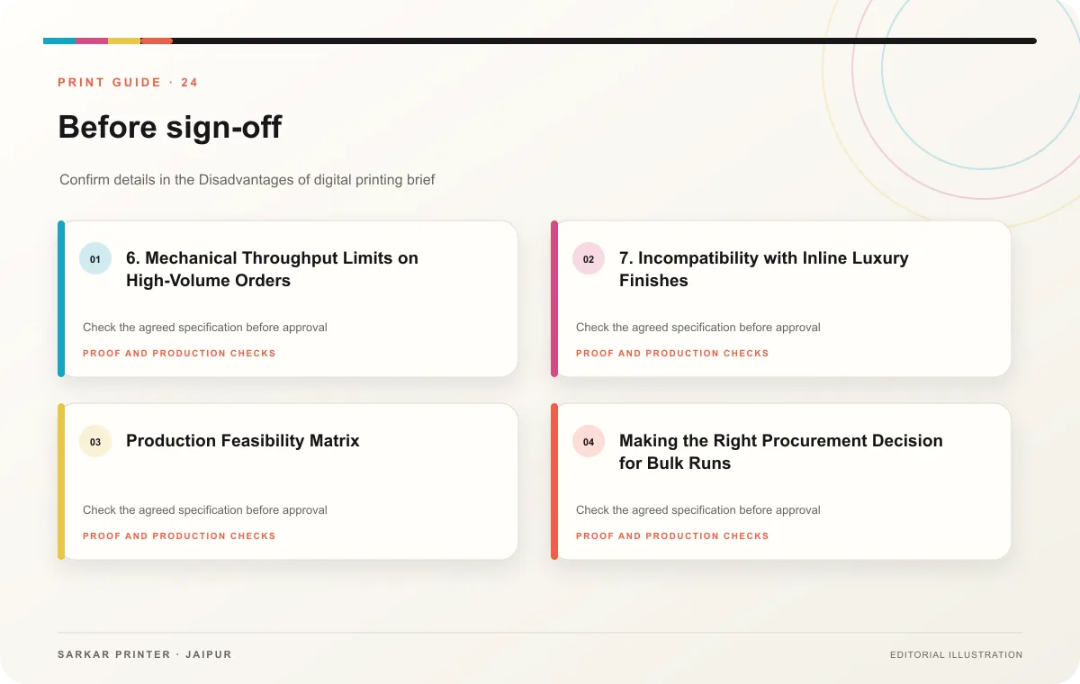 Proof to print workflow infographic for Disadvantages of digital printing: 7 Big Risks?