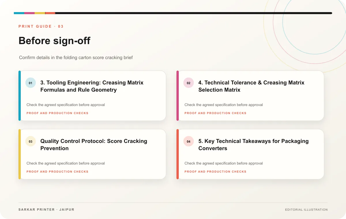 Proof to print workflow infographic for Preventing Score Cracking in Folding Cartons: Engineering Manual