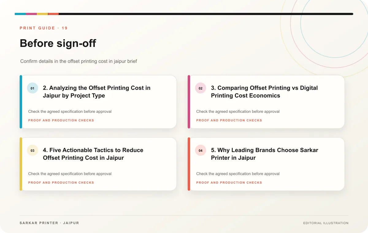 Proof to print workflow infographic for Offset Printing Cost in Jaipur: 2026 Commercial B2B Pricing Guide