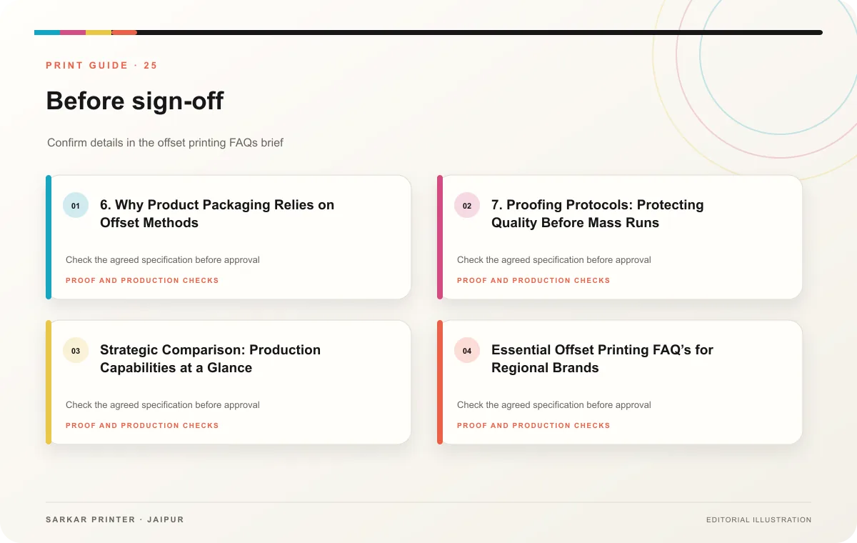 Proof to print workflow infographic for Offset Printing FAQs: Why 7 Answers Matter?