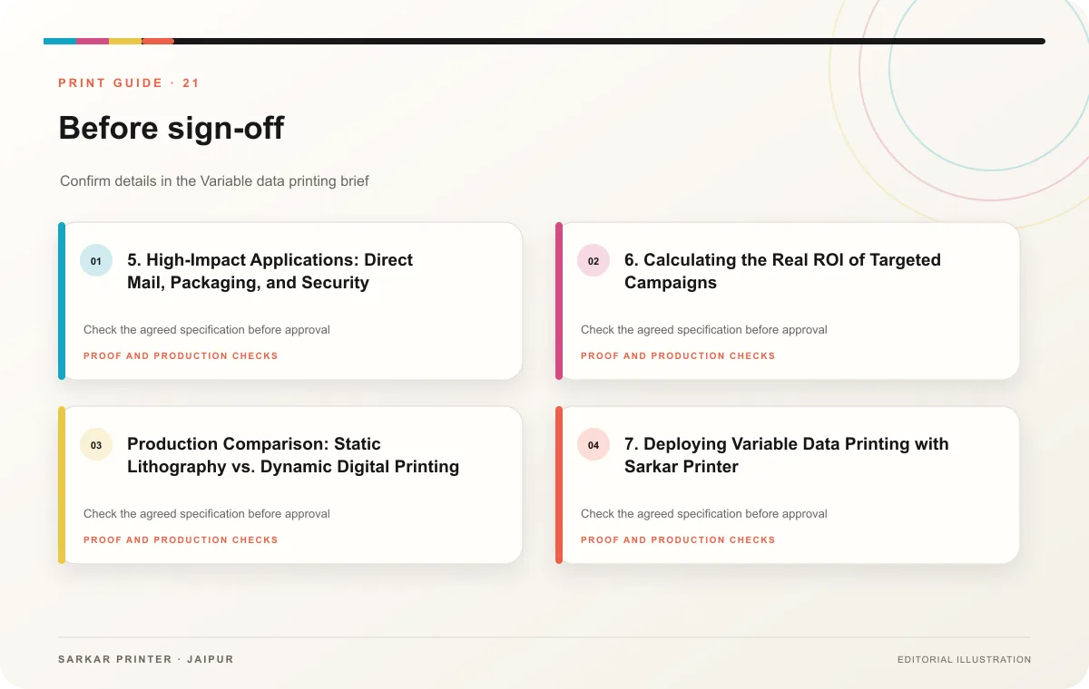Proof to print workflow infographic for Variable Data Printing: A Commercial Manual
